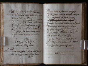 Pagina del codice napoletano in cui sono presenti correzioni interlineari presunte di mano di Giovan Battista Marino