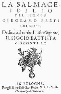 Frontespizio della princeps (1608) della Salmace